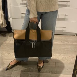 3.1 PHILLIP LIM 31 hour fold over bag- black/camel